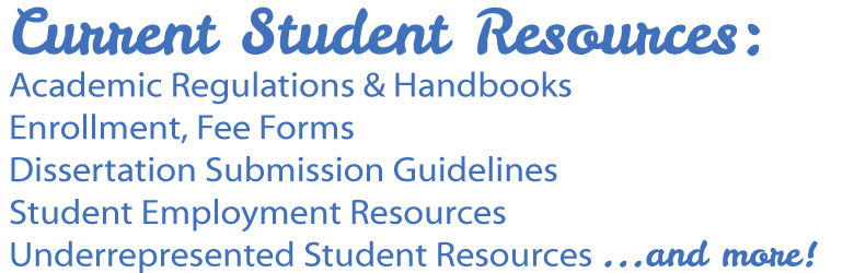 Image of text, current student resources.